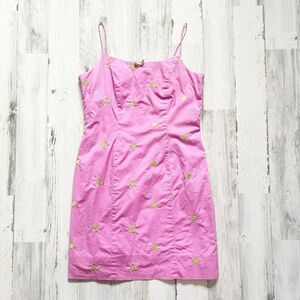 Lilly Pulitzer Vintage Crab & Lobster Embroidered Pink Summer Dress Size 8